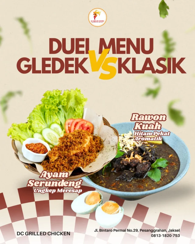 Pilih Tim Mana? 🥊 Tim Rawon atau TIM Ayam Serundeng? Coba komen, kamu tim yang mana hari ini!

📍 DC Grilled Chicken Jl. Bintaro Permai No.29, Bintaro, Jaksel.
⏰ Buka: 09.00 - 19.00 WIB 

📲 Pemesanan WA: 0813-1820-753🛵 Gampang Pesan: Shopeefood, Grabfood, GoFood  #rawon #ayamserundeng #rawonbintaro #kulinerbintaro