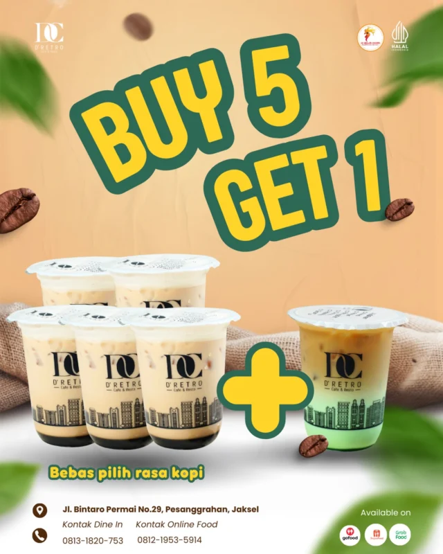 Kopi Bareng Squad! ☕️

Kenapa minum sendiri kalau bisa berenam tapi bayar cuma lima? 😱

Buat kamu yang lagi kumpul bareng teman kantor, keluarga, atau komunitas, promo Buy 5 Get 1 ini wajib banget diserbu! Bebas pilih varian rasa favoritmu dan dapetin satu kopi gratis buat makin melengkapi momen seru kalian.

✨ Varian Rasa yang Bisa Kamu Pilih:

Mau yang klasik atau yang unik? Kita punya semua!

- ☕️ Es Kopi Americano
- 🧈 Es Kopi Susu Butterscotch
- ☕ Es Kopi Susu Cappuccino
- 🍯 Es Kopi Susu Caramel
- 🥛 Es Kopi Susu Classic
- 🌴 Es Kopi Susu Gula Aren
- 🌰 Es Kopi Susu Hazelnut
- 🍇 Es Kopi Susu Kismis
- 🍃 Es Kopi Susu Pandan
- 🍰 Es Kopi Susu Tiramizu

Tunggu apa lagi? Langsung list pesanan teman-temanmu sekarang dan mampir ke outlet atau pesan via aplikasi online! 🛵💨

Cuma di DC Grilled Chicken. Yuk, mampir atau pesan lewat aplikasi online sekarang! 🛵💨

📍 Langsung Tantang Lidahmu:

DC Grilled Chicken Jl. Bintaro Permai No.29, Bintaro, Jaksel.

⏰ Buka: 09.00 - 19.00 WIB

📲 WA Order: 0813-1820-753

🛵 Delivery: Shopeefood, Grabfood, GoFood (Cari: DC Grilled Chicken)

#PromoKopi #Buy5Get1 #KopiSusuKekinian #CoffeeLovers #PromoHemat