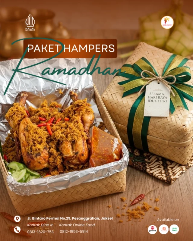 Tidak ada yang lebih indah daripada berbagi kebahagiaan di hari kemenangan. Lengkapi momen silaturahmi Anda dengan *Hampers Ayam Goreng Spesial*.

Diproses dengan bumbu rempah warisan dan disajikan cantik dalam besek bambu eksklusif, siap menjadi hidangan istimewa di meja makan kerabat dan keluarga tercinta.

*Isi Paket:*

- 1 Ekor Ayam Goreng Rempah (Kremesan melimpah!)
- Sambal Bajak Spesial
- Lalapan Segar
- Kartu Ucapan Custom

Slot terbatas! Hubungi kami via DM atau klik link di bio untuk pemesanan. 🌙

Yuk, pesan sekarang sebelum kehabisan!

DC Grilled Chicken 

🏠 Jl. Bintaro Permai No.29, Pesanggrahan, Jaksel 

📲 Order WA: 0813-1820-753 🟢 GrabFood | 🟢 GoFood | 🟠 ShopeeFood

#HampersLebaran #IdulFitri2026 #HampersAyam #KulinerLebaran #BingkisanLebaran